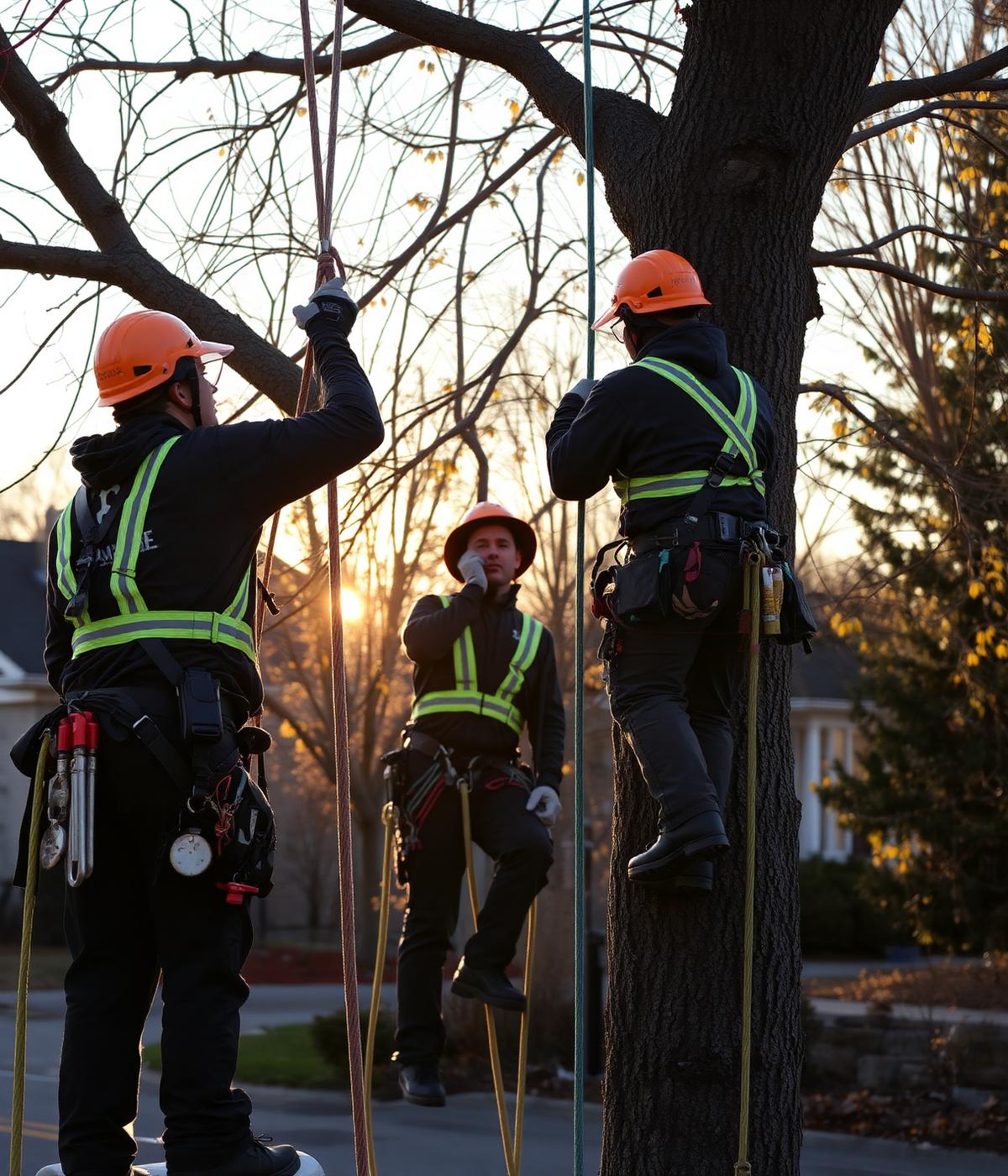 Woody's Tree Service crew at work in an Ottawa neighborhood