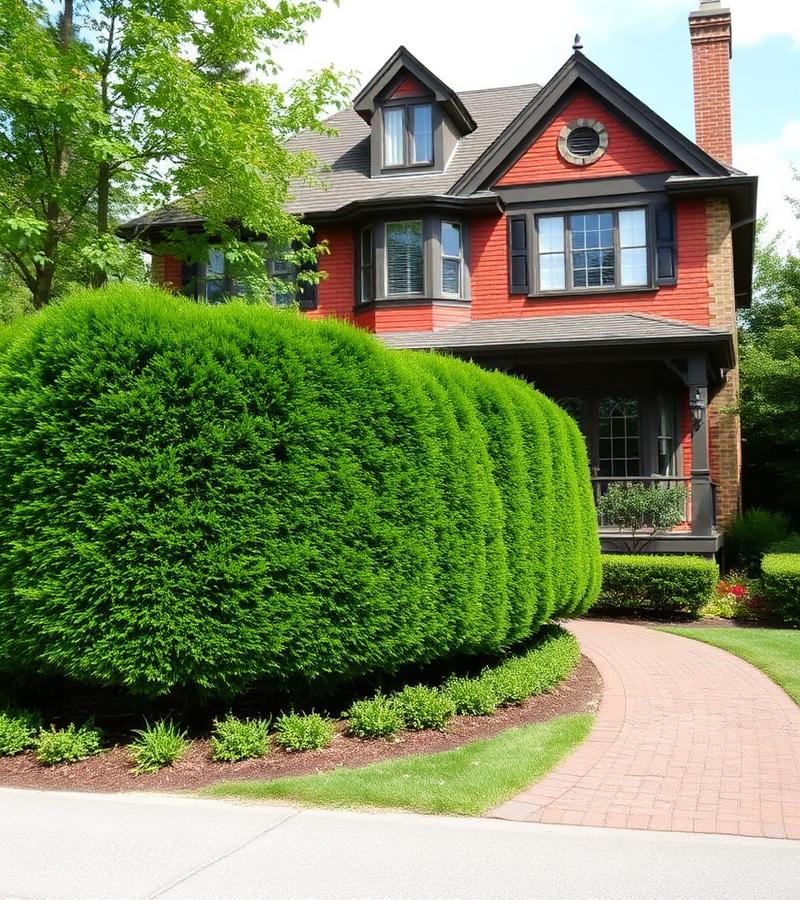 Manicured cedar hedge in front of an Ottawa home